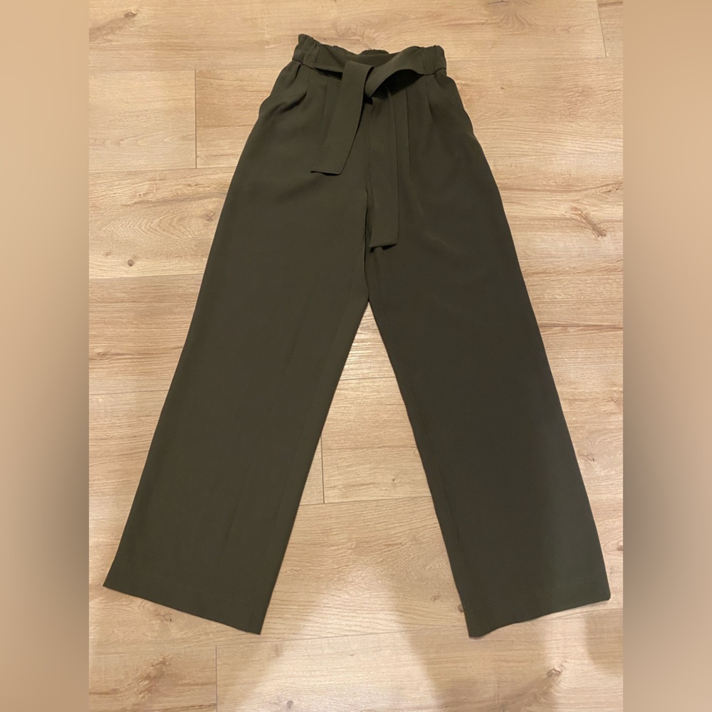 Lululemon Olive Green Wide-Leg Tie Waist Pants